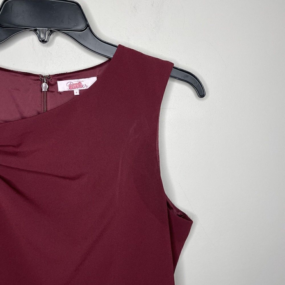 PARKER Jeanie Dress Womens 8 Sleeveless Knee Length Sheath Burgundy Red Career - Picture 3 of 10